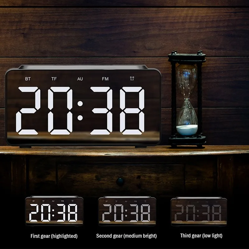 

Wireless Charger Alarm Clock Bluetooth Speaker LED Smart Digital Clock Table Electronic Desktop Clocks Fm Radio USB Fast Charger