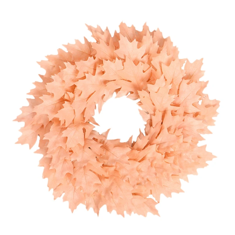

Pink Christmas Wreath Simulation Bodhi Leaf Decoration Plastic Ring Door Hanging Christmas Ornament Artificial Wreath