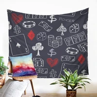 cheap tapestry fabic high quality home textiles poker motif gobelin creative design wall hanging for living room bedroom