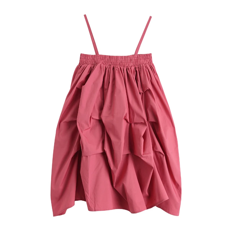 

Sexy Women 2021 Summer Beach Slip High Waist Ball Gown Mini Dress Ruffled Puffy Pleated Neck Casual Sleeveless Sundress Dresses