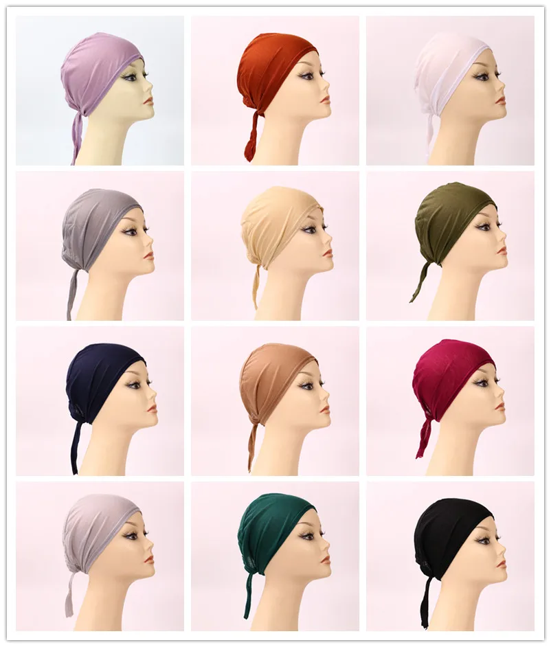 

2021 New Bonnet Women Inner Hijab Underscarf Caps Turban Headbands For Women Muslim Fashion Headscarf Hijab Jersey Cotton Islam