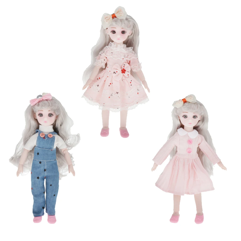 

1/6 13 Ball Jointed Flexible Girl Doll With Clothes Kids Pretend Play Gifts