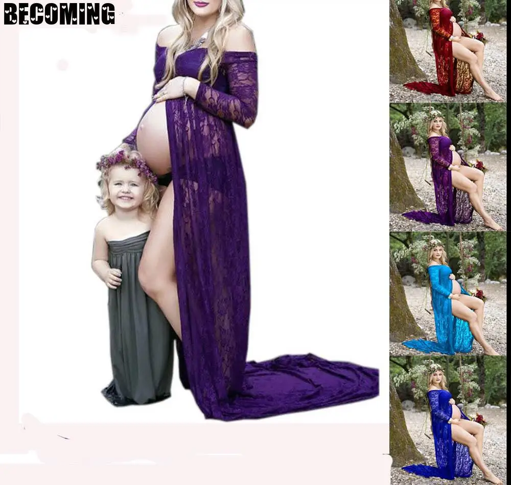 Кружевное платье для беременных длинное фотосессии большого размера плюс | Мать