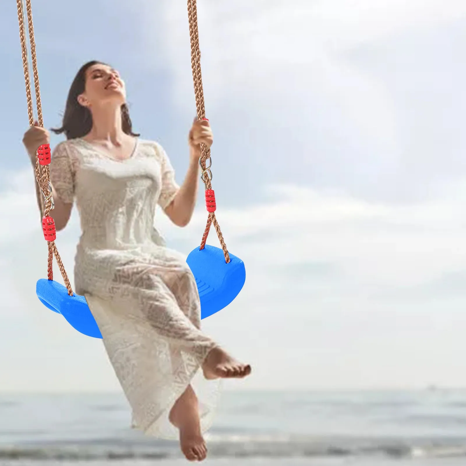 

Plastic Garden Swing Kids Hanging Seat Toys With Height Adjustable Ropes Indoor Outdoor Toys Rainbow Curved Board Swing Chair #Z