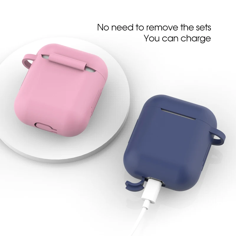 

Soft silicone for Airpods 2/1case simple universal Bluetooth headset shockproof case Air Pods 2 case liquid cover with keychai