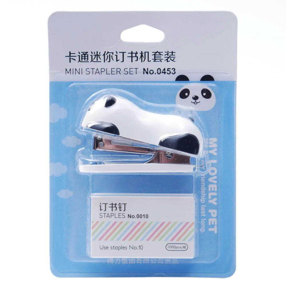 

1 Pcs Mini Panda Stapler Set Cartoon Office School Supplies Staionery Paper Clip Binding Binder Book Sewer