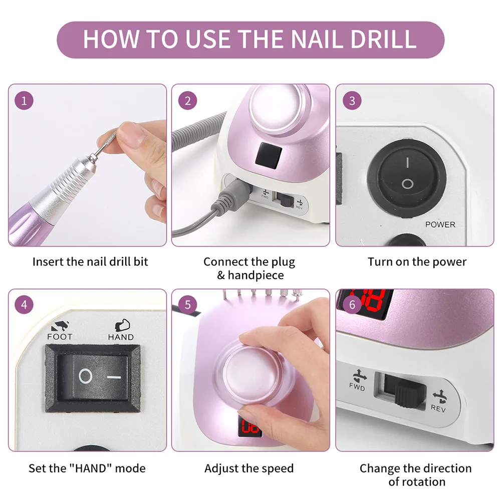 

Electric Nail Drill Machine 32W 35000RPM Pro Manicure Machine With Speed Display Screen High Quality Manicure Cutter Nail File