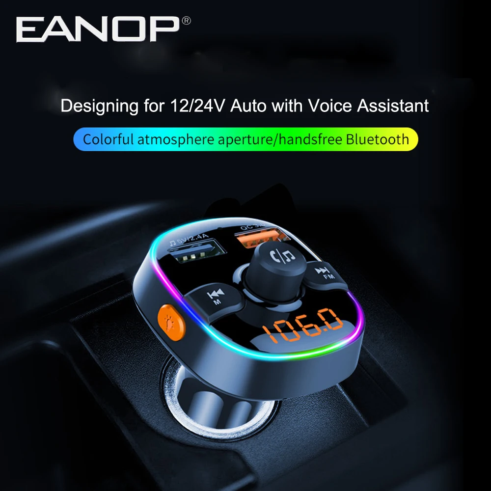 EANOP BC52 FM передатчик Bluetooth автомобильный комплект BT5.0 Автомобильная гарнитура с