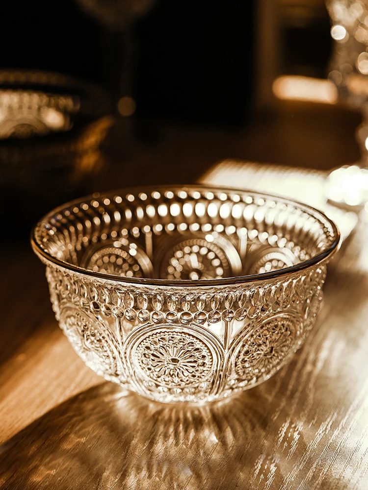 

Creative Trending Transparent Home Glass Bowl High Temperature Resistant Household Fruit and Vegetable Salad Bird's Nest Dessert