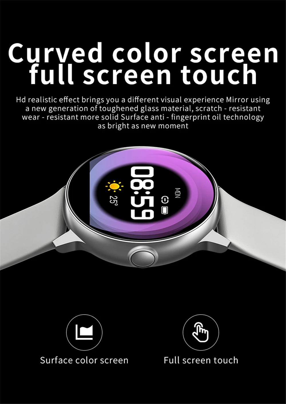 Letike женские часы C009 AI модные часы Smart watch ips изогнутый цветной экран полный экран сенсорный Водонепроницаемый плавательный Фитнес трекер