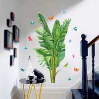 11378cm green banana leaf wall stickers for living room bedroom wall decor removable pvc vinyl art murals home decoration decal