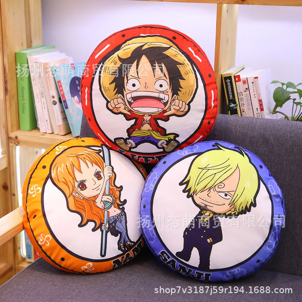 

40CM Monkey D Luffy Roronoa Zoro Nami Tony Tony Chopper pattern circular pillow Doll Model Bedroom Gift