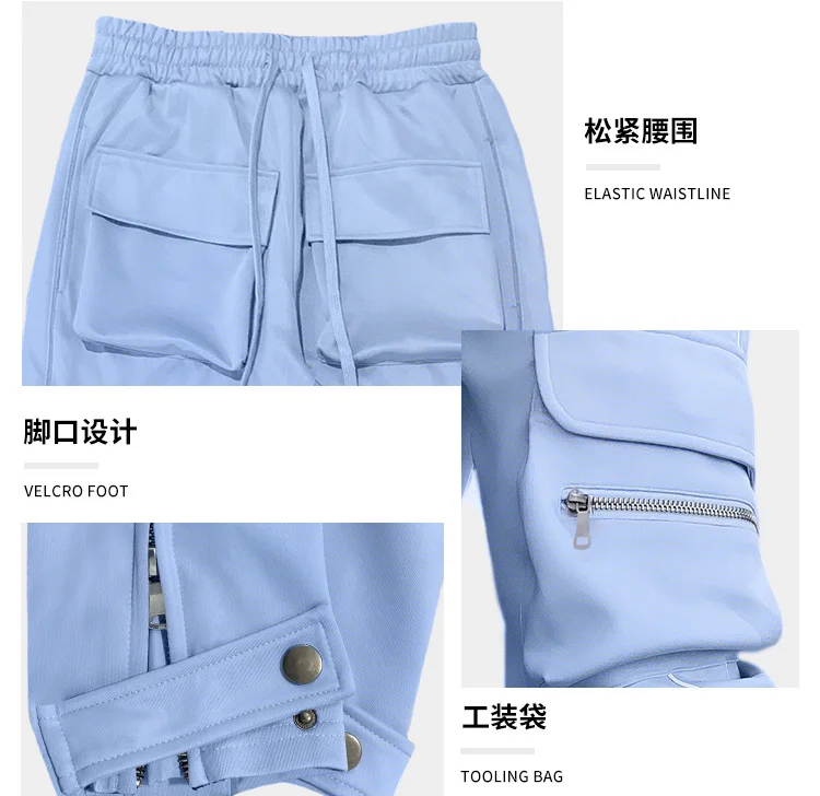 

Summer 2021 Men's Casual Pants popular Large Size Straight-leg Reflective Multi-Pocket Cargo Pants Men's Sports Pants