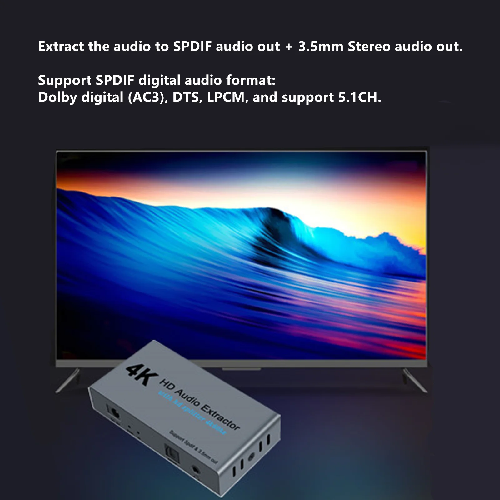 HDMI аудио экстрактор сплиттер 1X2 4K 60 Гц в оптический Spdif Toslink с и 3 5 мм стерео