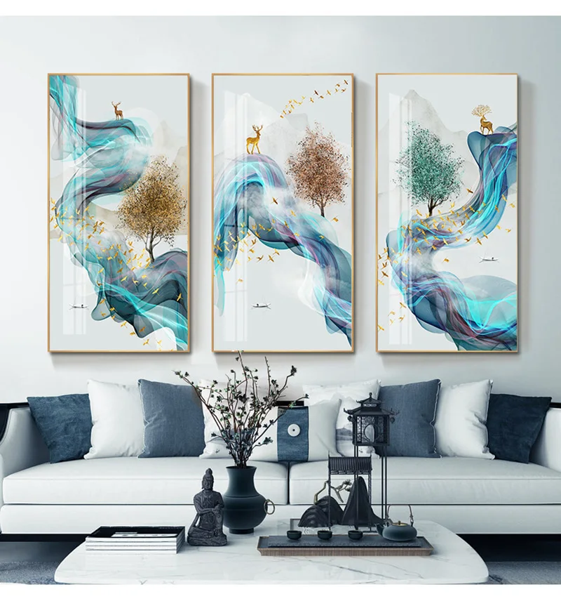 

Modern Abstract porch Living Room Decorative Pictures Elk Chinese flying swallow and deer art mural Paintings