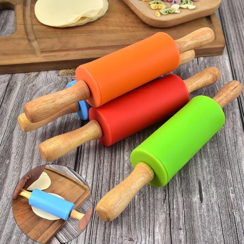 

1 шт. деревянная ручка, силикон ролики Скалка Для Кухня Пособия по кулинарии инструмент для выпечки