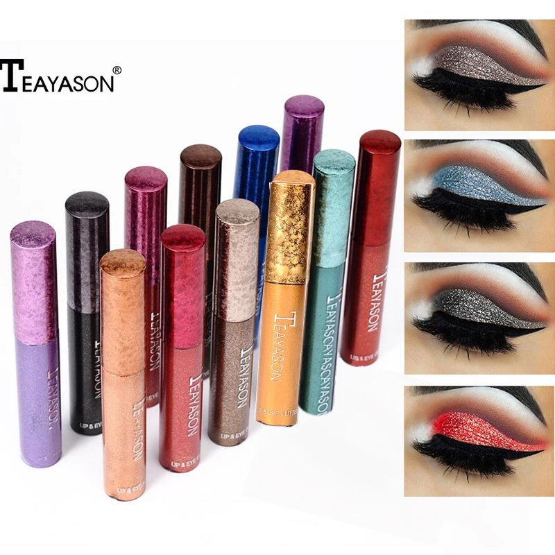 12 видов цветов водостойкие жидкие тени для век блестящие Сияющие макияж