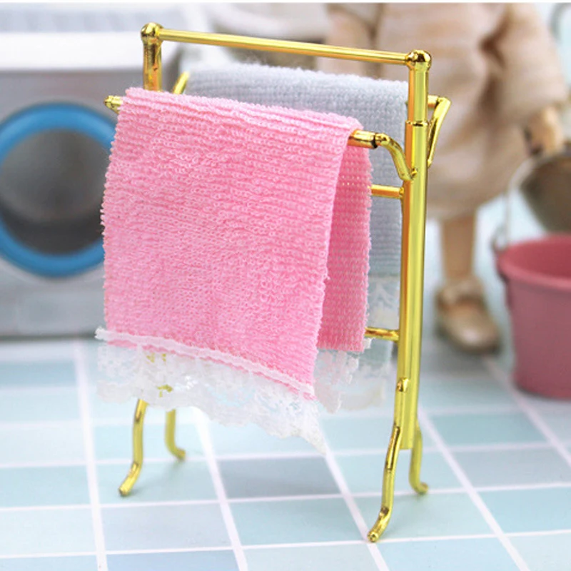 

Cute 1/12 Dollhouse Miniature Washing Machine Towel Rack Roll Paper Bathroom Furniture Decoration Accessories
