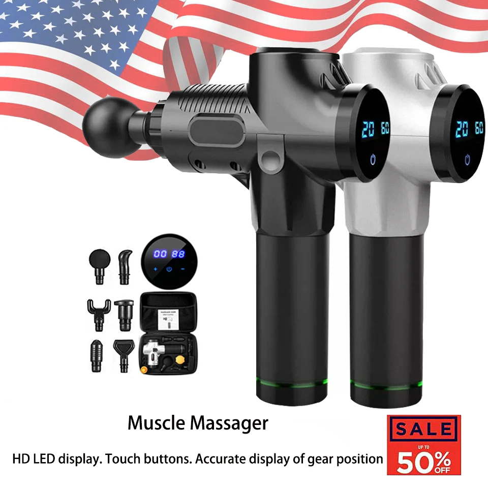 Бесшумный Вибрационный Массажный пистолет Аккумуляторный массажер с сенсорным