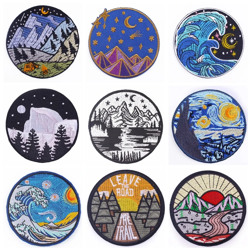

Wilderness Patch Embroidery Sew On Clothes Camp Stripe Badge Stickers Applique Outdoor Patch Iron On Patches For Clothes Decor