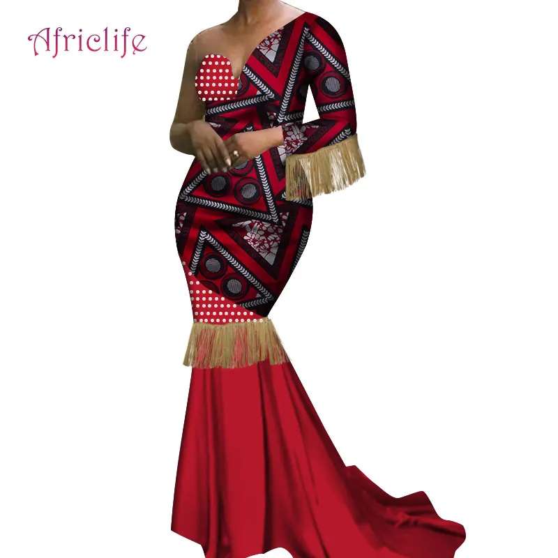 

High-end Custom Wedding Party Evening Dress Fashion African Traditional Style Dresses Ankara Fabric Cotton Women Clothing WY5648