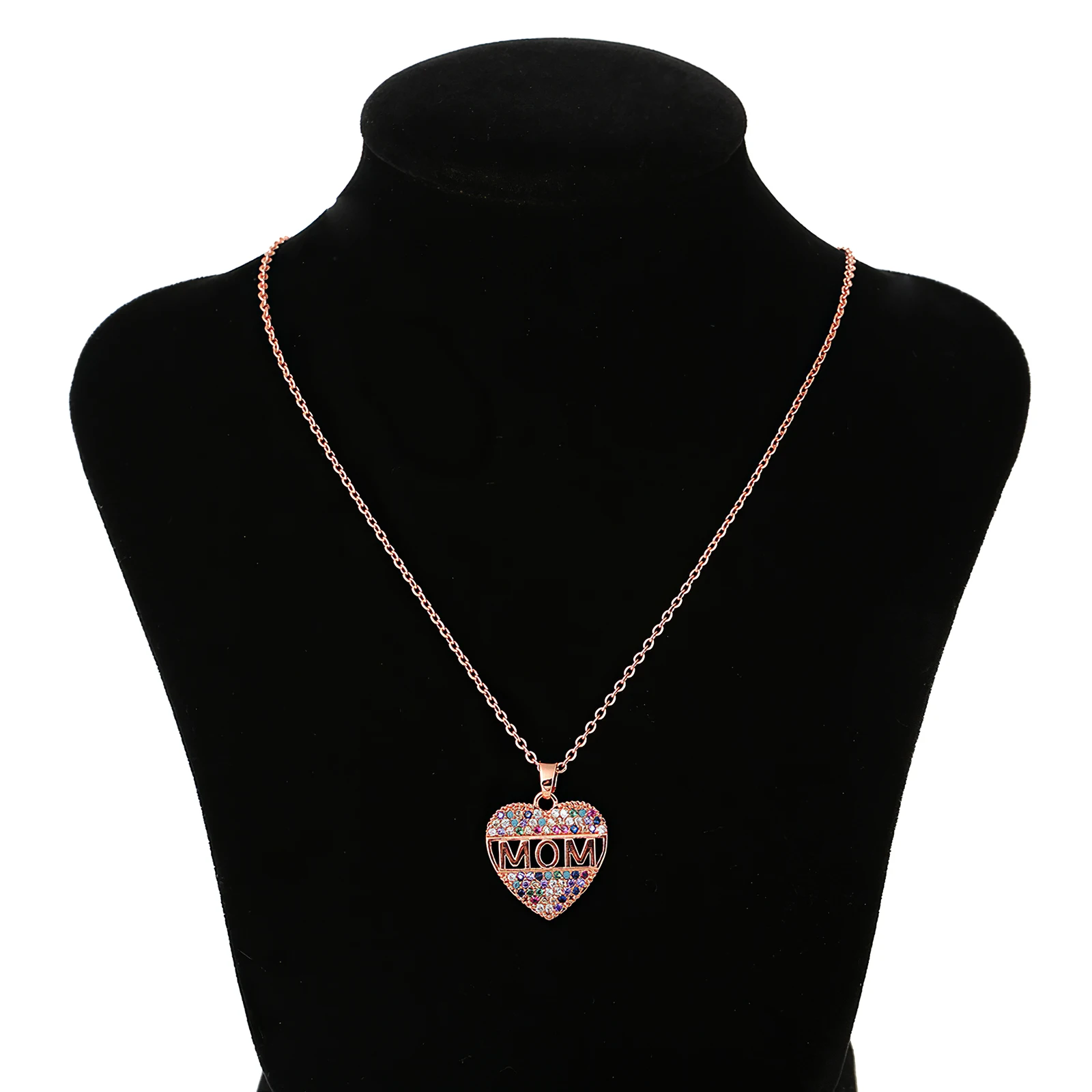 Lady Female Girl Girlfriend Couple Metal Rose Gold Silver Color Mom Love Rhinestone Pendant Charm Sweater Chain Necklace | Дом и сад