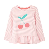 autumn toddler girl fall clothes designer brand kids luxury shirt casual cotton tops striped cherry t shirt for kids 2 7 years