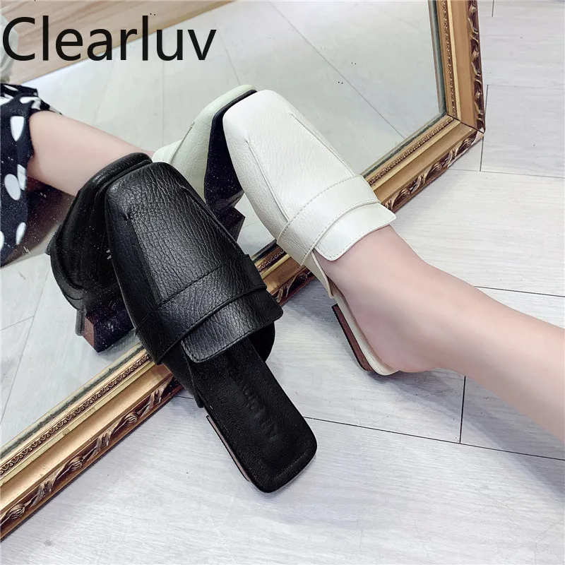 Женские туфли на низком каблуке удобные уличные шлепанцы в стиле ретро с