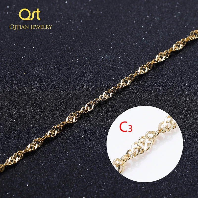 QITIAN, серебряное, золотое, сплошное ожерелье, цепочка, звено, для женщин, мужчин, колье из нержавеющей стали, мужские, Женские аксессуары, мода