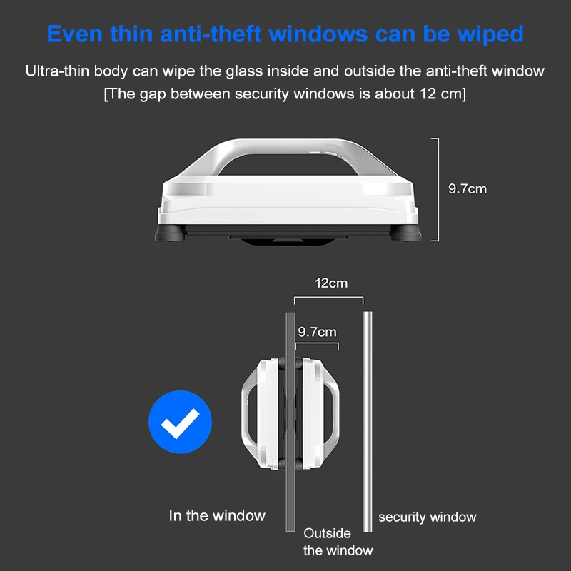 Window Cleaning Robot Machine 3000Pa Sensor Anti-drop Tile Wall Intelligent Recognition Of Borderless Glass | Бытовая техника