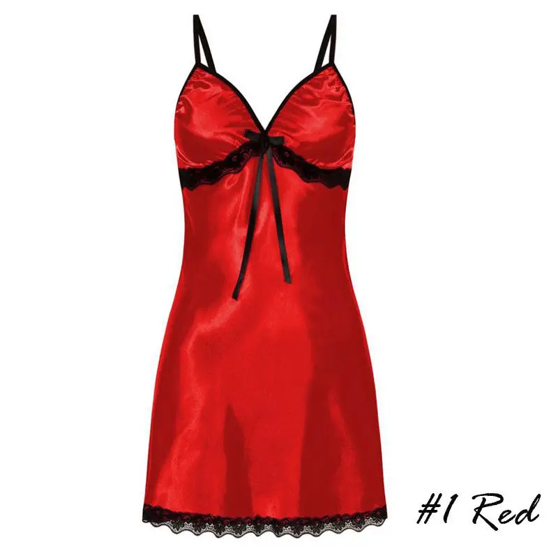 Сексуальное нижнее белье для женщин: кружевное шелковое сатиновое ночное платье без рукавов с V-образным вырезом и размером плюс 3XL. Ночная рубашка-пеньюар.