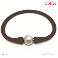 6 5 inches 10 11mm one aa natural round pearl coffee elastic rubber silicone bracelet for men