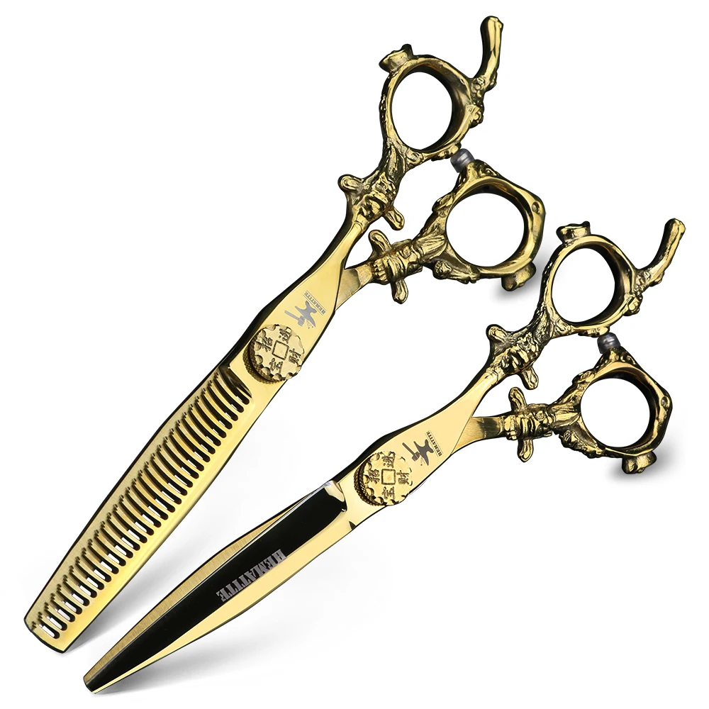 6 дюймов золотые Профессиональные Парикмахерские ножницы японские 440C для резки и