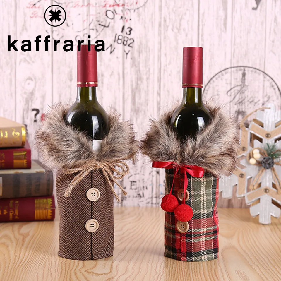 Kaffraria Рождественская Фотосумка 1 шт. льняная Крышка для бутылки шампанского