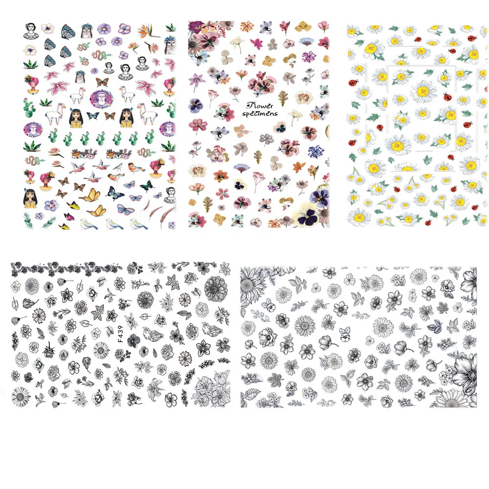 2019 наклейки для дизайна ногтей s сделай сам аппликация клейкая Цветочная