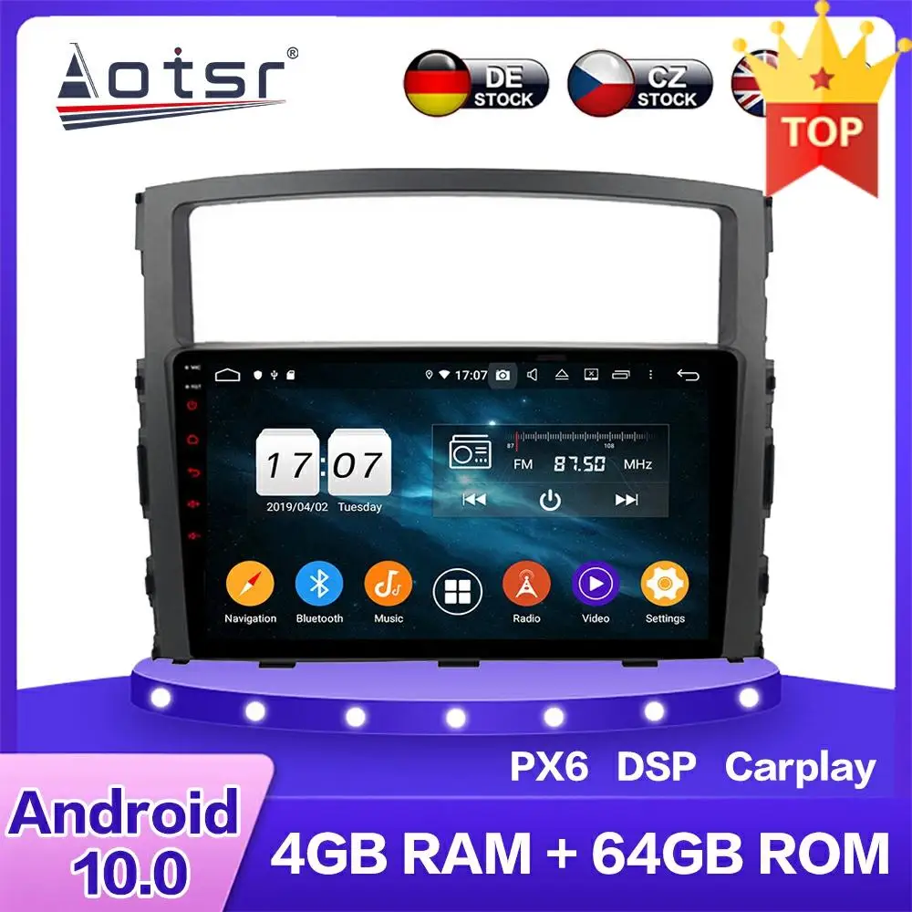 Для MITSUBISHI PAJERO 2006 2012 Android 10 0 PX6 автомобильный мультимедийный DVD плеер 4 + 64 ГБ Авто GPS