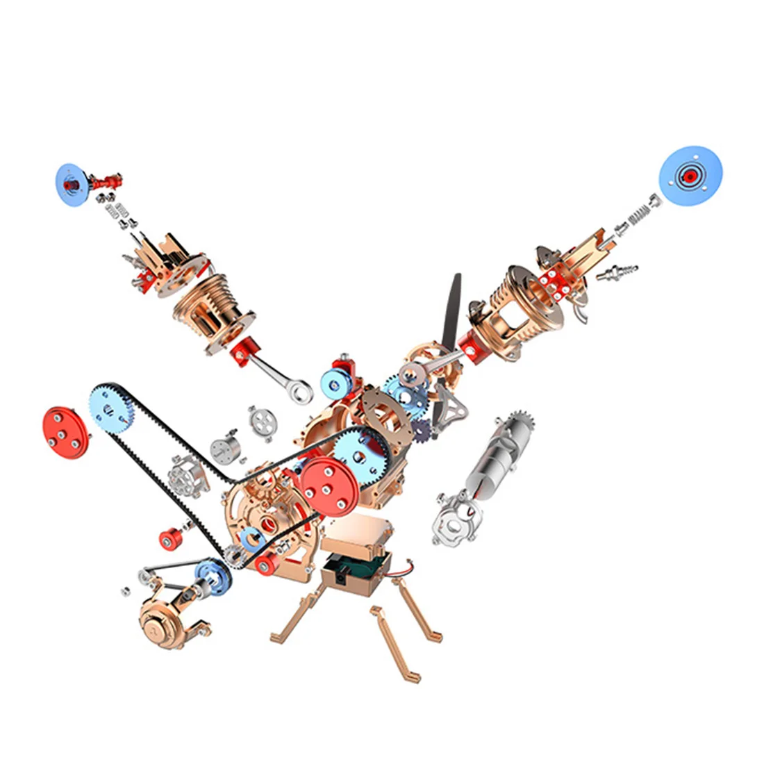 Полностью алюминиевый V2 Сборная модель двигателя автомобиля двухцилиндровый