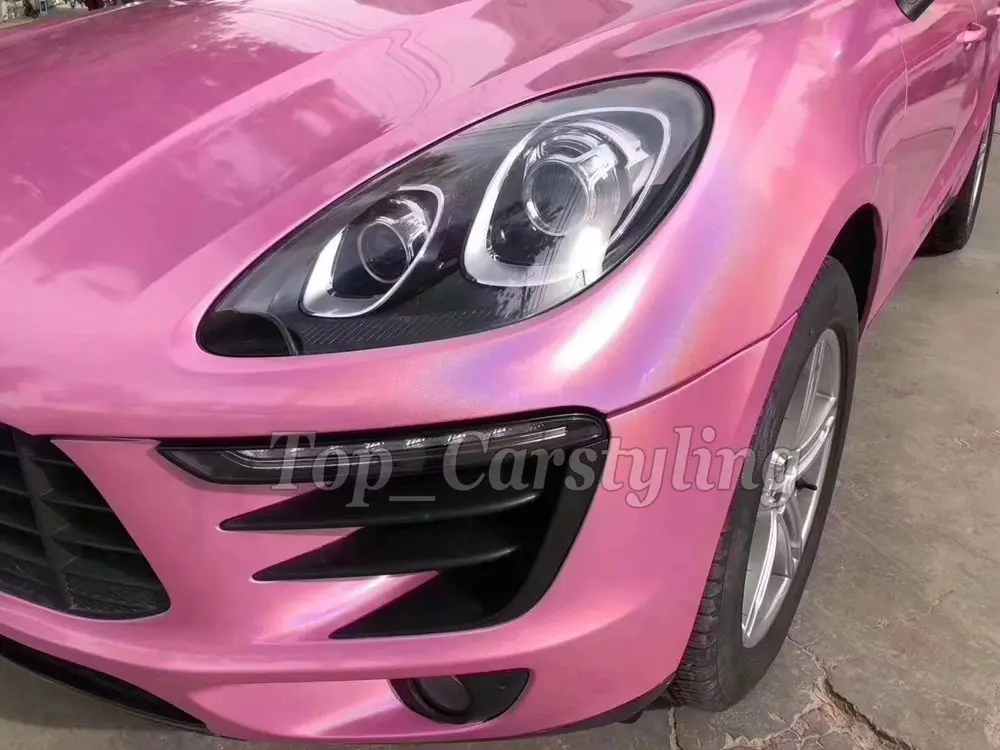 Блестящая розовая психоделическая виниловая оберточная пленка для автомобиля с