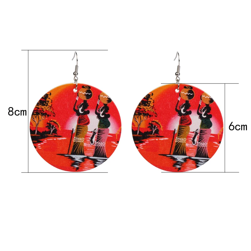 YAMEGA в винтажном стиле росписью Африка деревянный свисающие серьги для женщин