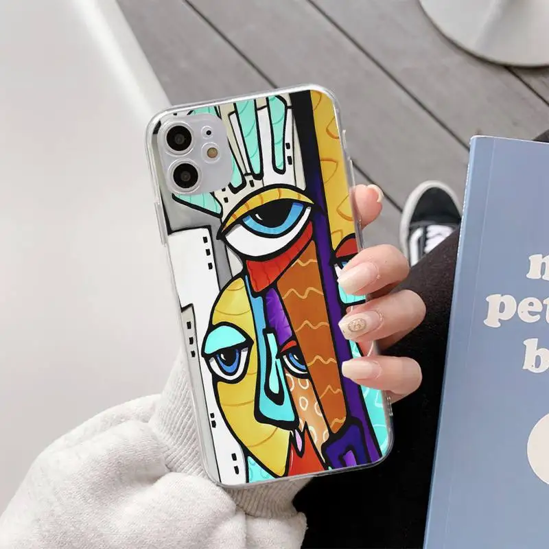 

Picasso Abstract Art Painting Phone Case For Iphone11 12 Pro Max SE 2020 6s 7 8 Plus X Xs Max Xr Transparent Soft Silicone Cover