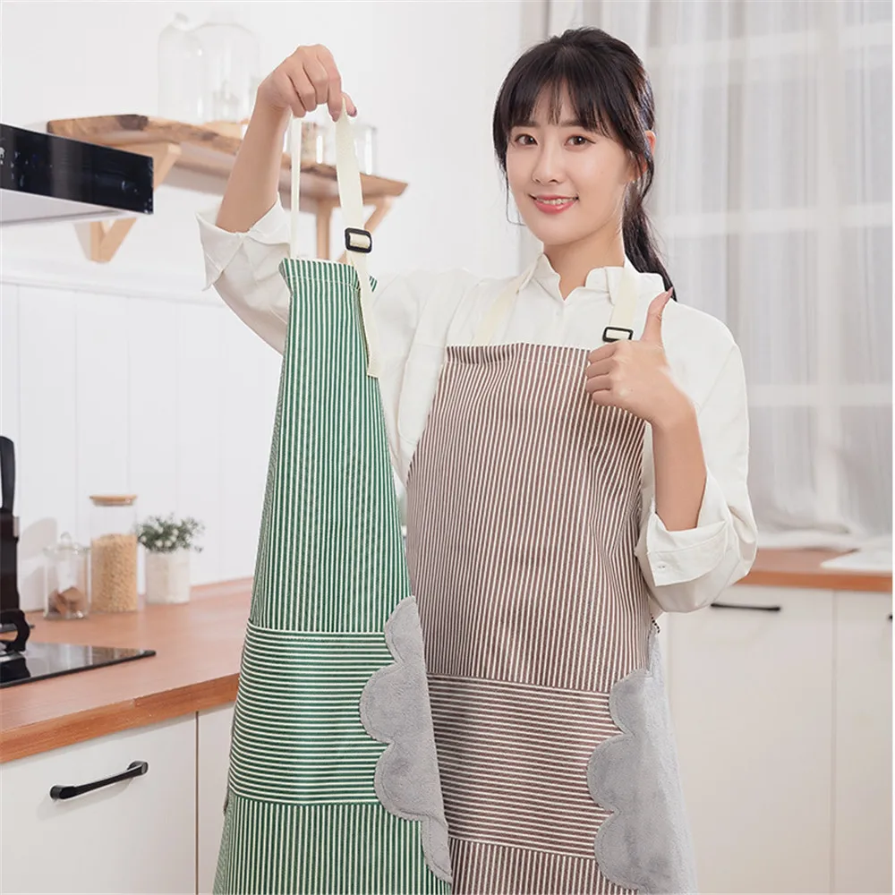 

Wipeable Waterproof Apron Kitchen Cocina Accessories Women Fasjopm Apron Oxford Cloth for Cooking Baking