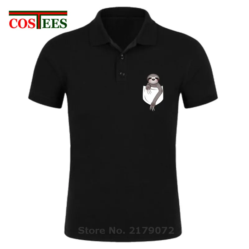 2020 модная популярная футболка поло с принтом Ленивец мужские рубашки карманами