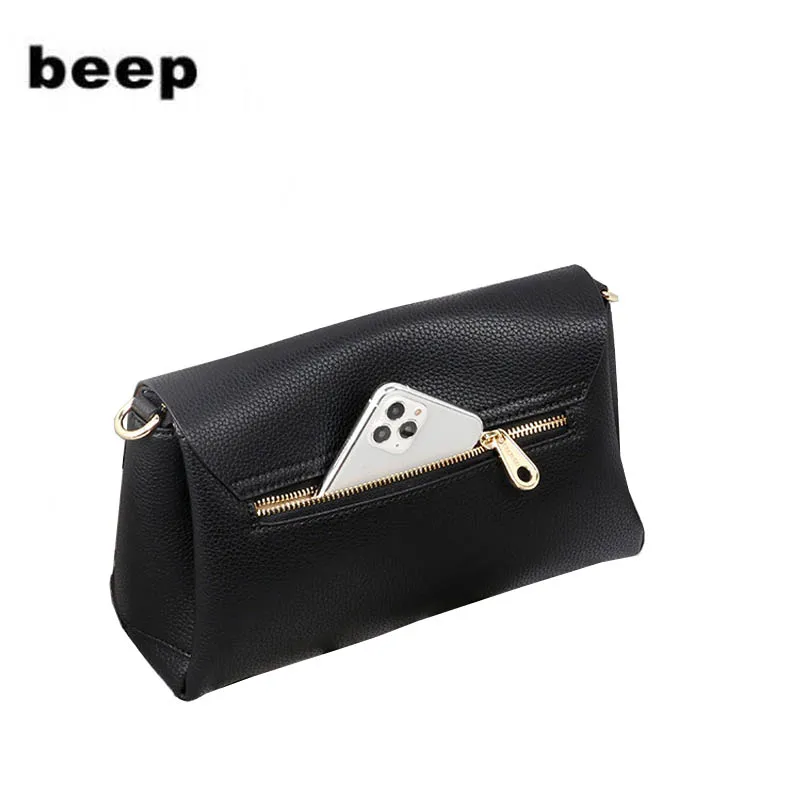 Beep women leather bag  2020 new shoulder messenger bag Simple ladies soft leather French underarm bag Small square bag