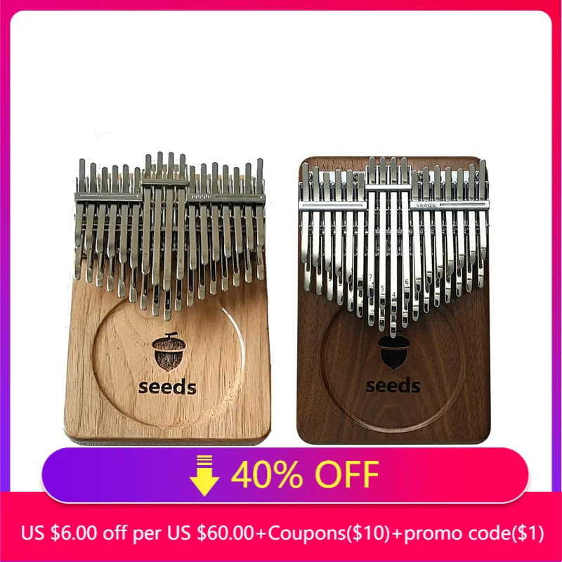 

Seeds 34 Keys Kalimba 20 key Pisces Xylophone Black walnut Acacia Musical instrument Keyboard Double-layer Thumb piano Beginner