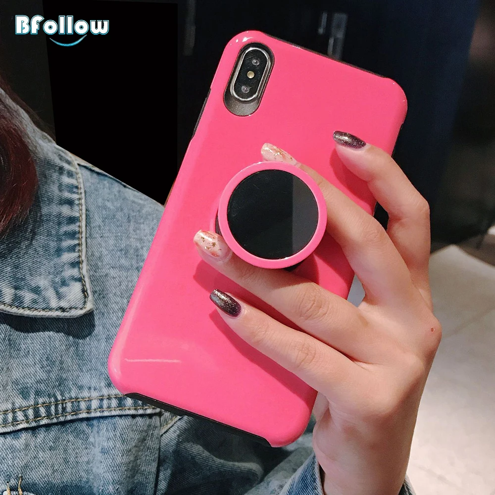 BFOLLOW зеркальная подушка безопасности корпус розетки для iPhone 6 6s 7 8 Plus X XR XS Max 11 Pro Max жесткий чехол из ПК с магнитной задней подставкой