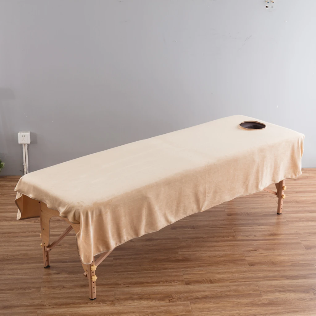 Crystal Velvet Beauty Massage Table Sheet Facial Bed Cover with Face Hole salon sheets SPA massage bed table cover sheets images - 6