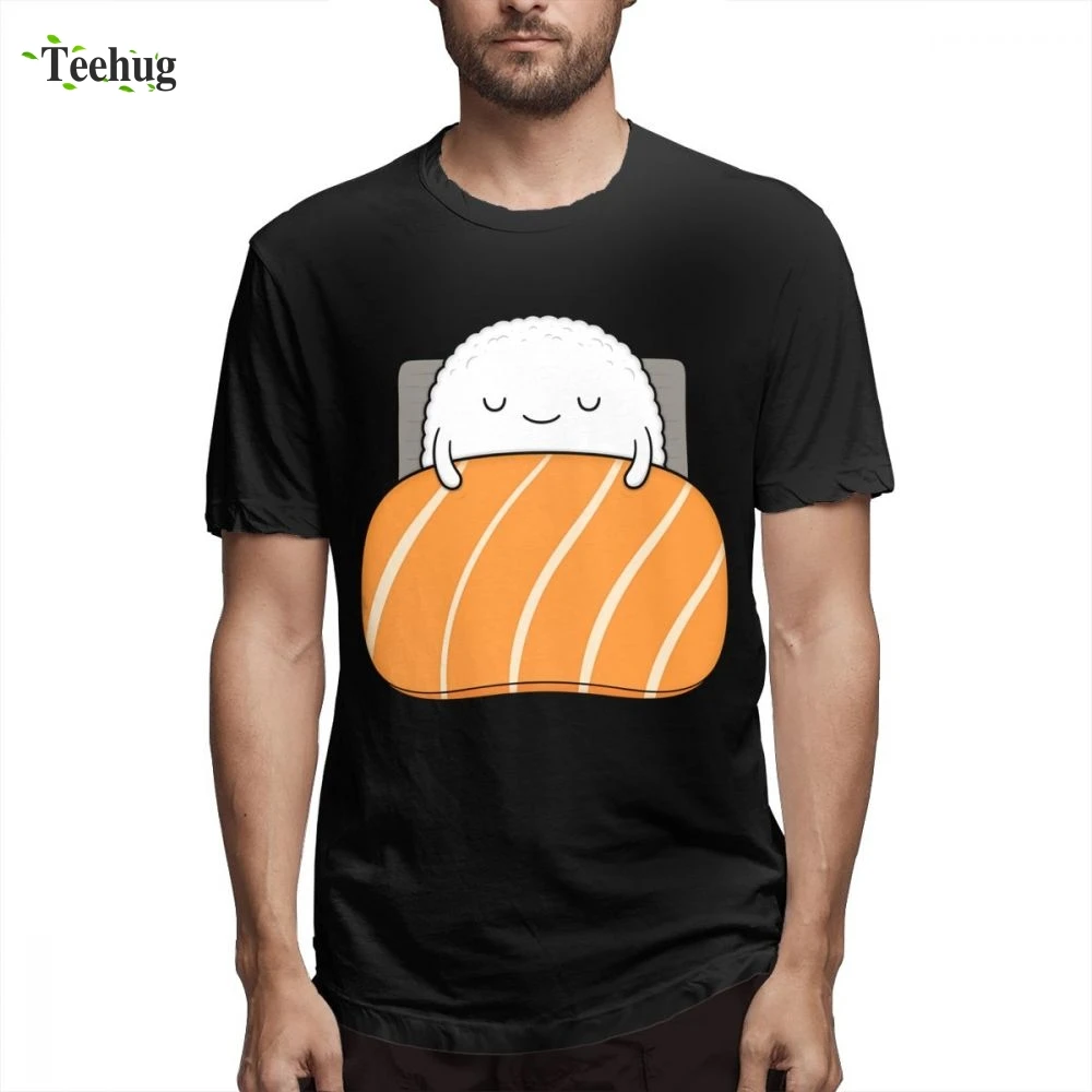 

Футболка мужская с круглым вырезом, качественная хлопковая рубашка с 3D-принтом аниме и сонными суши для мальчиков