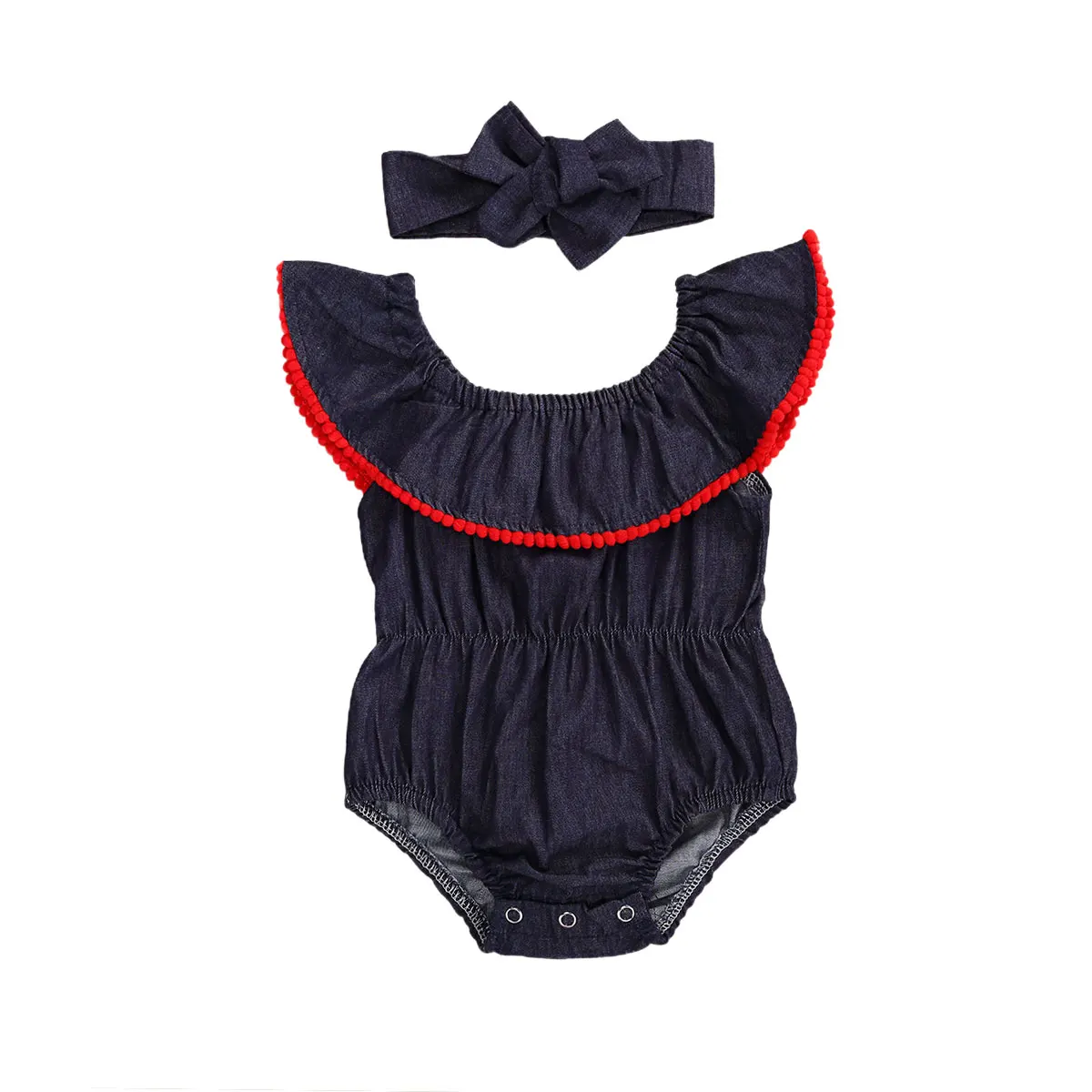 

2020 летние однотонные комбинезоны с круглым воротником для маленьких девочек, комбинезон без рукавов + повязка на голову, комплект из 2 предм...