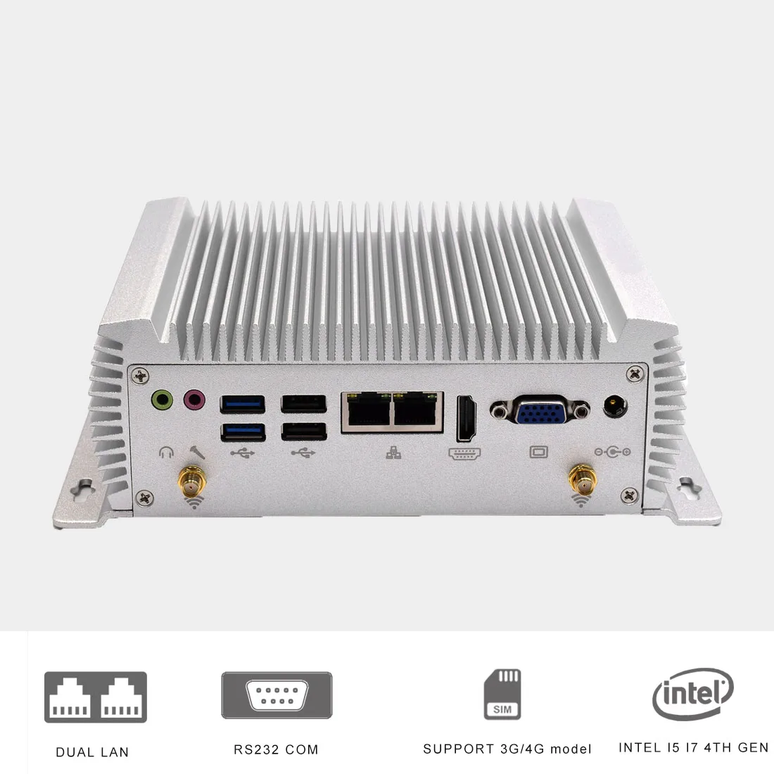 Günstig Low Power Industrielle Mini Robuste PC Intel Lan Core I7 4500U I5 4258U 4300U 3G 4G Modell RS232 485 COM Port Fanless ITX Computer
