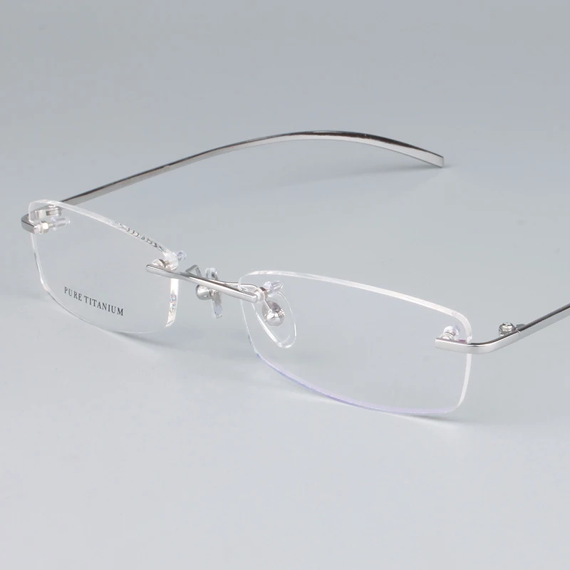 Zerosun титановые очки мужские без оправы по рецепту прозрачные линзы золото